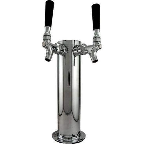 Double tap 3&#034; chrome draft beer tower for home or bar for sale