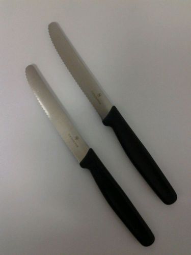 2 pc. victorinox - 40503 - 4 1/2&#034; round tip  serrated steak knife black for sale