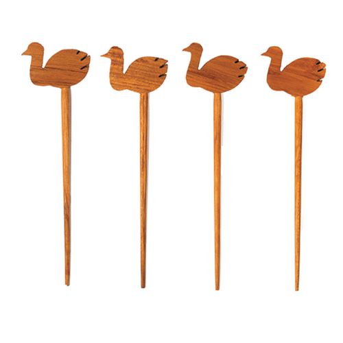 Be Home Teak Pick with Geese Set of 4