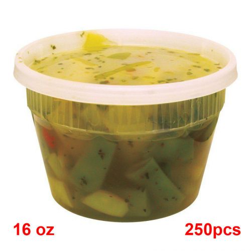 16 oz Clear Round Deli Container with Lid 250 containers and 250 matching lids