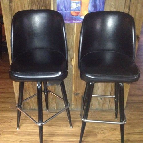 Traditional Black Vinyl Bar Stool Full Rotation Chair Backrest Foot Rail 24avail