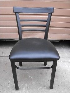 NEW Black Metal Restaurant Chair Black Vinyl Seat