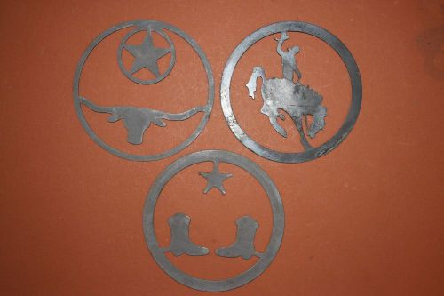 (4 SETS) 3 PC, TIN CUT OUTS, WESTERN,BRONCO,LONGHORN,LONESTAR,RODEO 32-A,B&amp;C
