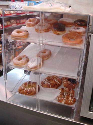 Self serve pastry donut display case 3 trays deli bakery convenience store candy for sale