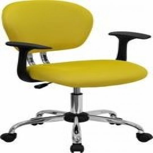 Flash Furniture H-2376-F-YEL-ARMS-GG Mid-Back Yellow Mesh Task Chair with Arms