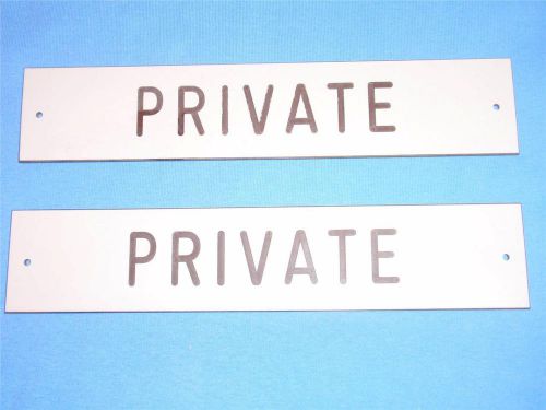 Set of TWO Beige &amp; Brown Enameled Engraved Plastic PRIVATE signs for Office