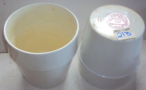 (2) BON CHEF FOOD DISPLAY / SERVING 8&#034; ROUND POTS (21B)
