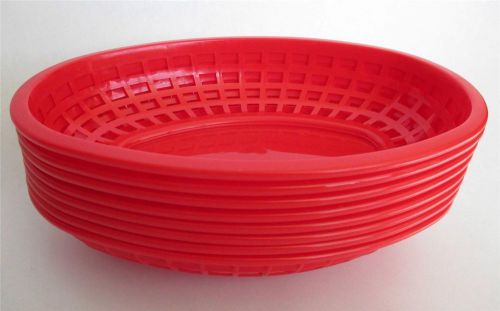 Lot of 36 Red plastic oval bread burger fast food serving baskets 9 1/2 x 6