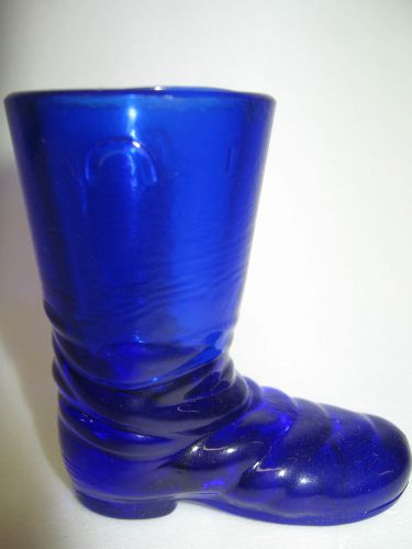 Cobalt blue glass Shoe / Slipper Boot christmas high heel texas cowboy star dark