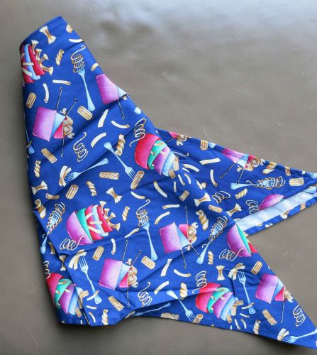 White Swan 5 Star CHEF NECKERCHIEF Bandana PASTA PERFECT print 100% cotton blue