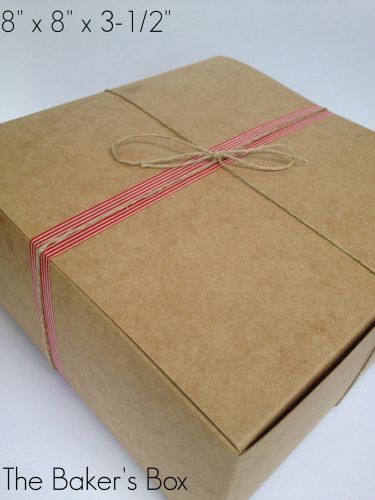 8&#034; x 8&#034; x 3-1/2&#034;  Natural Kraft Tuck Top Box Bakery  • Gift • Food Safe • 5 Each