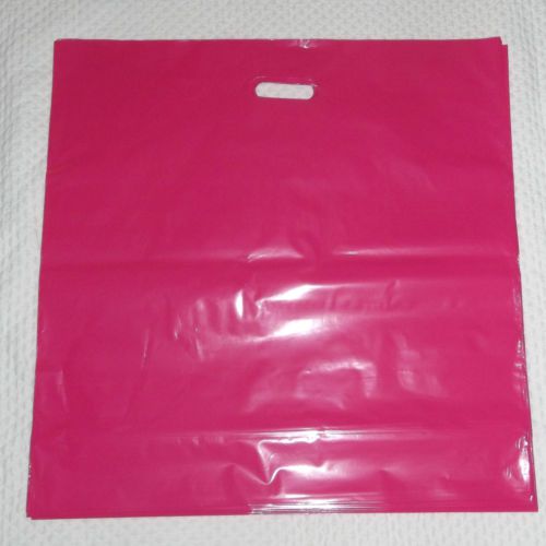 Glossy Jumbo HOT PINK Shopping Merchandise Bags 20&#034;x20&#034;x5&#034; Lot 25