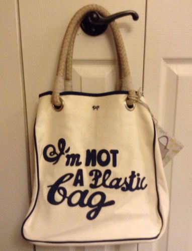 Anya Hindmarch &#034;Im Not A Plastic Bag&#034; Eco Reusable Shopper Tote Bag NavyBlue