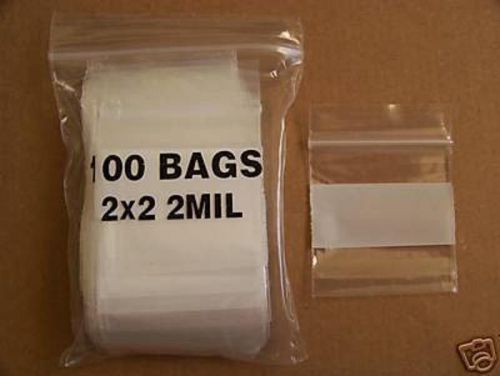 PLASTIC BAG 2x2 zip lock white block small poly 100