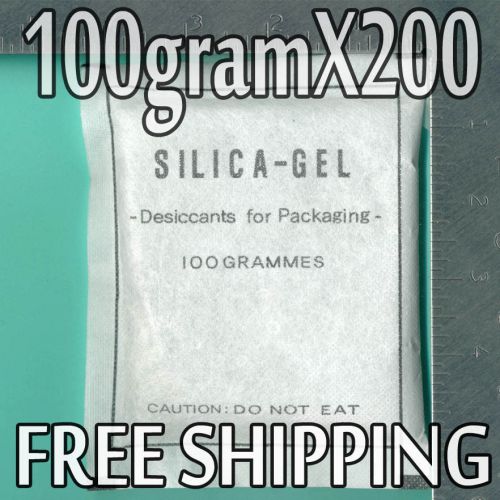 100 gram x 200 pk &#034;dry &amp; dry&#034; silica gel desiccant - dry box safe ammo reusable for sale