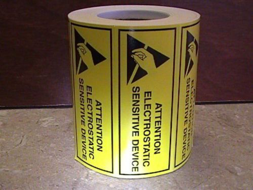 500 Static Warning Labels 2.5x1 ATTENTION Electrostatic Sensitive Devices Roll