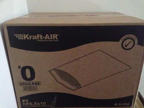 KRAFT-AIR 6.5 x 10 Premium Mailers, Case of 250, #0, NEW