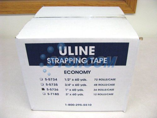 ULINE Economy Strapping Tape 1&#034; x 60 yds., LOT/CASE of 36 Rolls NEW S-5736 ~STSI