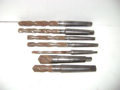 Seven Vintage Taper Shank Machinist Drill Bits-Ampco,--Cle-Forge--Union Twist Co