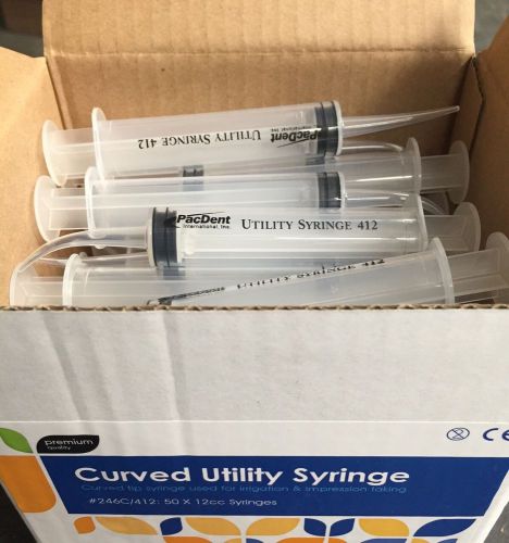 Dental curved utility irrigation syringes 412 monoject style 12cc 50pk for sale