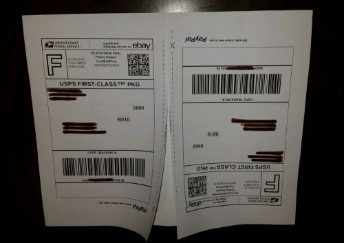 50 Shipping Labels Self Adhesive for Ebay PayPal Etsy  8 1/2 x 11  (2 per sheet)