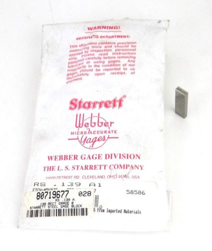 WEBBER STARRETT RS.139 A1 0.139&#034; Grade 0 Steel Rectangular Gage Block i17