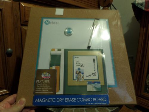 Magnetic Dry Erase Combo Board &#034;The Board Dudes&#034; 14&#034;x14&#034; Cork Note Home Fridge