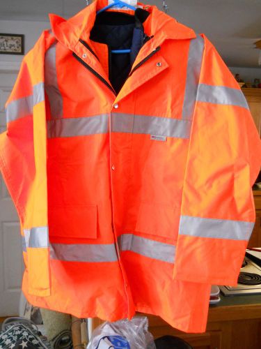Occulux new orange layered 4 in 1 coat &amp; body warmer ansi class 3 hi visability for sale