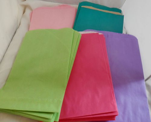 50 6x9 Lime Green, Hot Pink, Teal, Purple, and Pastel Pink Paper Colored Bags