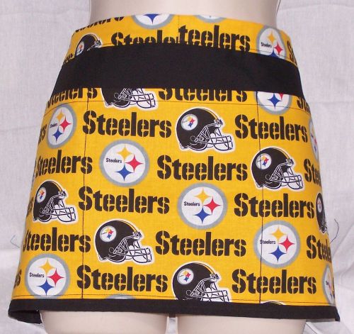 5088 Hand Made waitress Half APRON with pockets NFL STEELERS