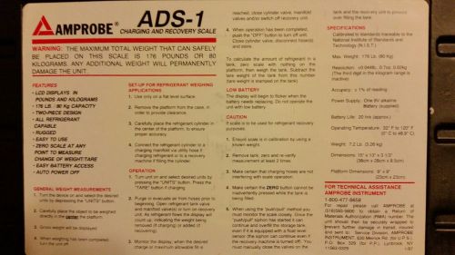 AMPROBE ADS-1 DIGITAL CHARGING AND RECOVERY SCALE