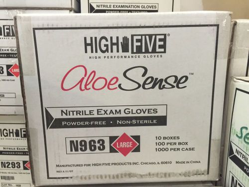High Five Aloe Sense Nitrile Exam Gloves, Large, N963 (Case of 10 boxes)