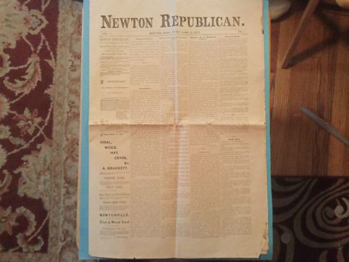 1St.Published Newton Republican Newspaper  Newton Massachusetts  6-13-1873