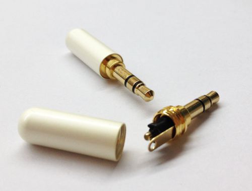 3.5mm 3 Pole Male Repair headphone Jack Plug Metal Audio Soldering &amp; White cover