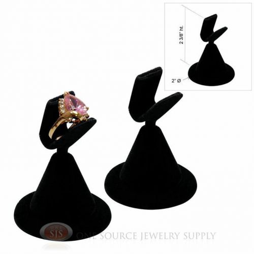 (2) 2 3/8&#034; Black Velvet Single Ring Clamp Display Jewelry Showcase Presentation