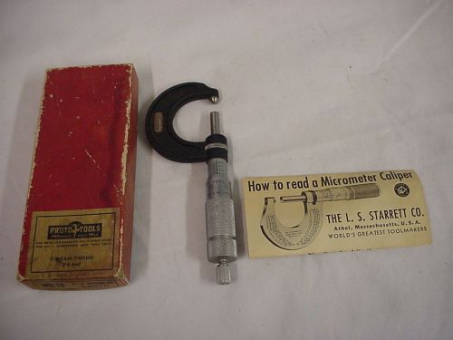 Vintage proto 0 - 1&#034; mb1p micrometer with box &amp; manual starrett for sale