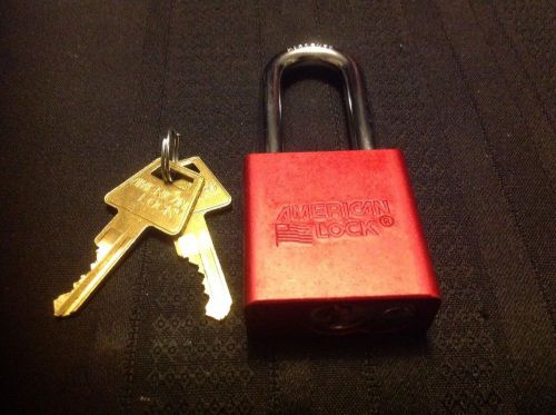 4 (four) red  american 1-3/4&#034; aluminum body padlocks  re-keyable (a1206)  ka-kd for sale