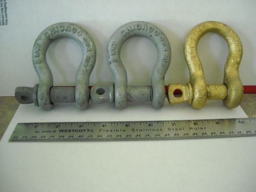 3 PC.-5/8&#034; Galvanized Screw Pin Anchor Shackle Chicago 3.25 Ton, Rigging Lifting