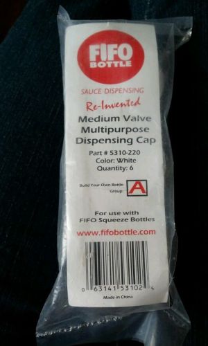 6 Pack Fifo Bottle Sauce Dispensing Medium Valve Multipurpose Cap White 5310-220