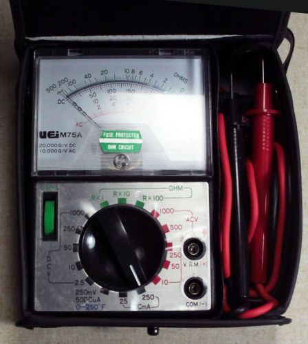 UEI M75A Analog Multimeter 17 Range 1000V PRE-OWNED WITH CABLES AND CASE VG+