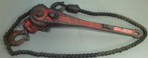 Duff-norton coffing hoist 3/4 ton / 1-1/2 ton roller chain come along for sale