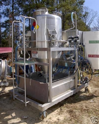 Hydrogen peroxide dosing skid w/tank mixer, valves etc for sale