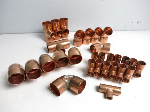Lot of copper elbow &amp; tee t joints nibco c611 hd copper tubing pipe fb 0 d34 for sale