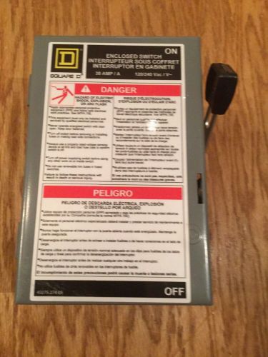 Square D enclosed switch interrupteur 30 amp new with box