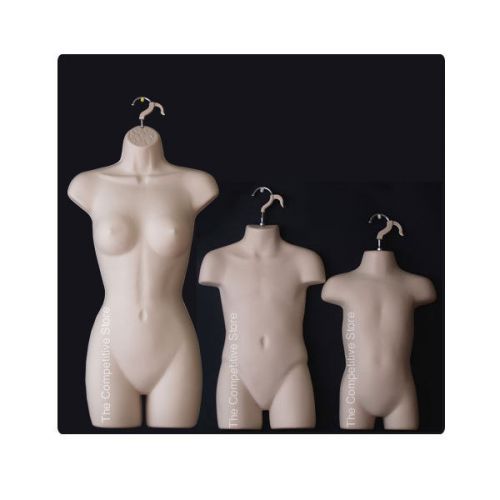 Female Dress Toddler And Child Hanging Mannequin Body Forms Set - Flesh Color