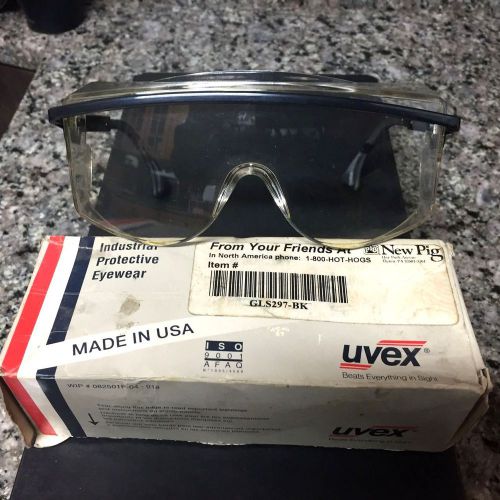 Vintage Uvex Safety Glasses new in the box Industrial Eyewear Black Clear Lens