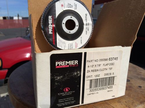 (5) Carbo Premier Red 63745 120 Grit Flap Discs  4 1/2&#034; x 7/8&#034; ZA Resin Cloth