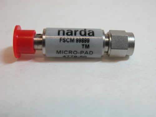 Narda 4779-50 Attenuator.  DC to 18GHz,  50dB,  SMA(M-F) Connectors.  NEW.