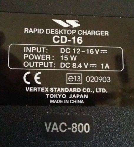 Vertex Standard CD- 16 Rapid Desktop Charger Base ONLY