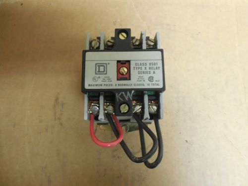 SQUARE D CONTROL RELAY 8501 X020 SER A 120V COIL FORM KW 8501X020